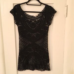 Black crochet bikini cover up.